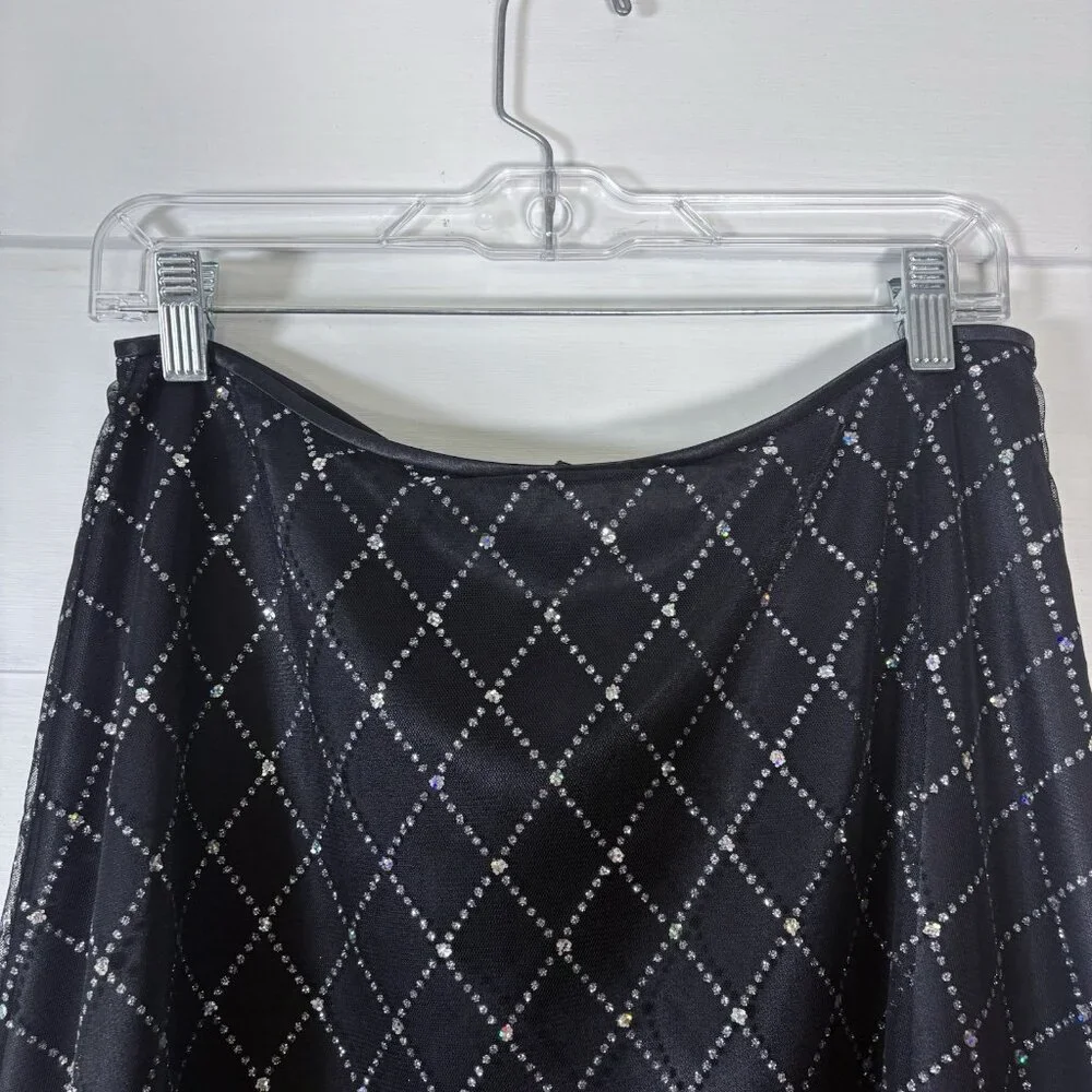 Adrianna Papell‎ Diamond Glitter Evening Skirt, Black SZ 10 Festival, Glam, Chic